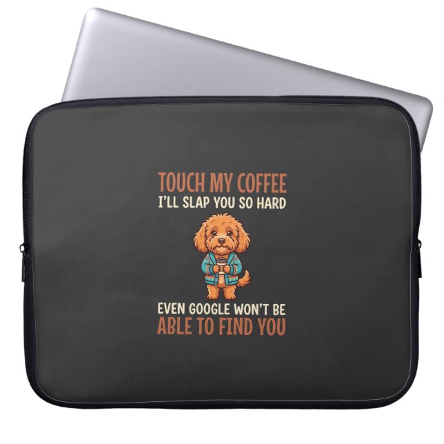 Funny Cockapoo Coffee Lover Laptop Sleeve (Front)