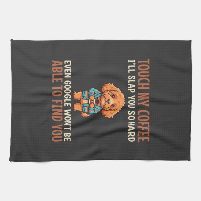 Funny Cockapoo Coffee Lover Tea Towel (Horizontal)