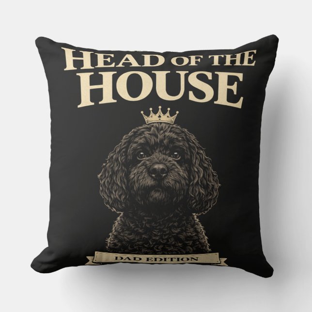 Funny Cockapoo Dad Gift | Head Of The House Cushion (Front)
