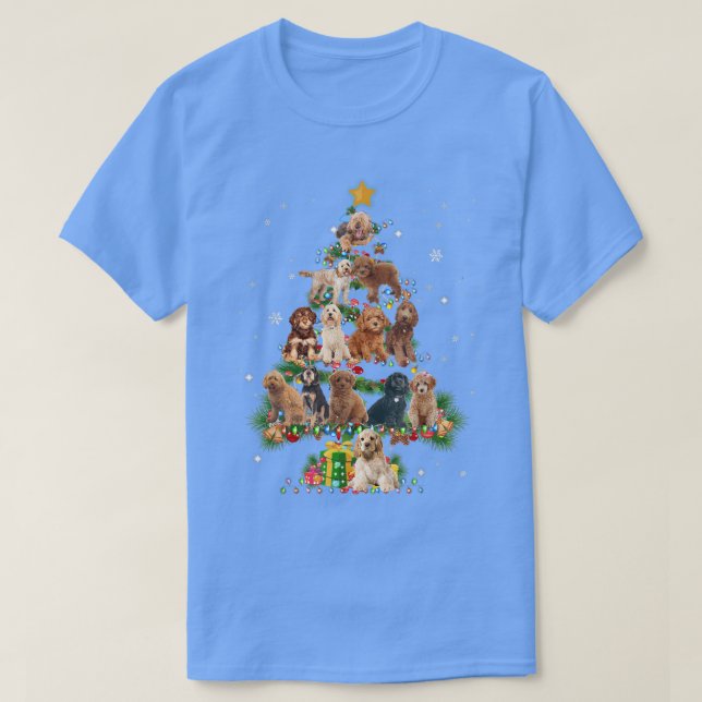 Funny Cockapoo Dog Christmas Tree Dog Lover Xmas  T-Shirt (Design Front)
