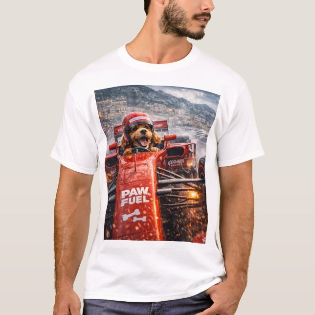 Funny Cockapoo Dog Gift Race Car Driver T Shirt (Front)