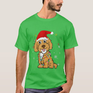 Funny Cockapoo Dog Santa Hat Christmas Lights Cute T-Shirt