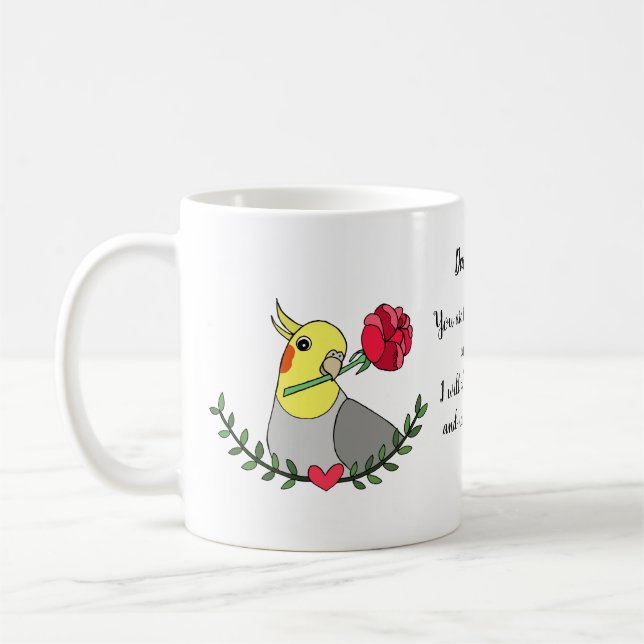 Funny Cockatiel Mom Gift Bird Lover Custom Name Coffee Mug (Left)