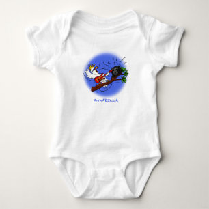 Funny cockatoo playing rock guitar cartoon baby bodysuit