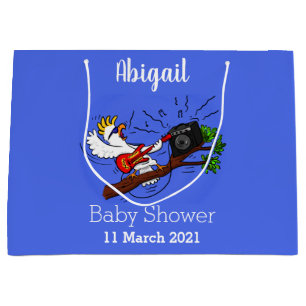 Funny cockatoo playing rock guitar cartoon large gift bag