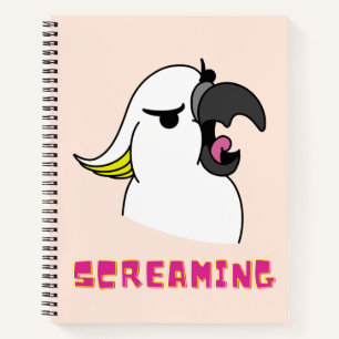 Funny Cockatoo Screaming With Pink Text Notebook