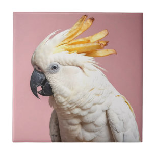 Funny Cockatoo With French Fries Crest Tile