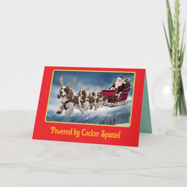 Funny Cocker Spaniel Christmas Card (Front)