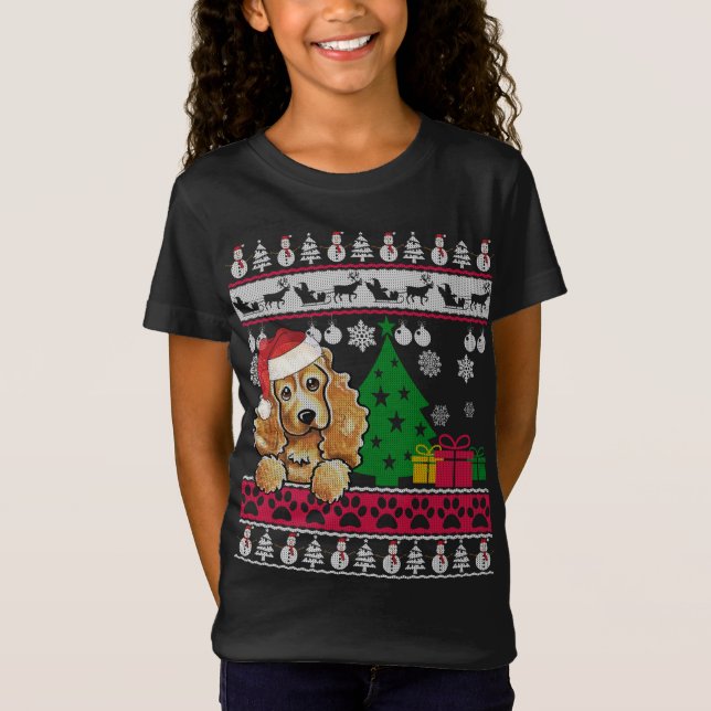Funny Cocker Spaniel Christmas Ugly Sweater Dog Lo (Front)