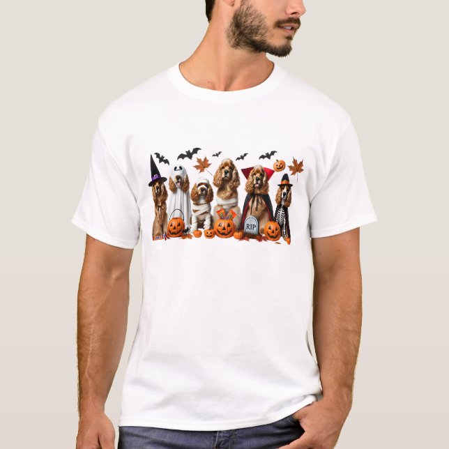 Funny Cocker Spaniel Halloween Dog Lover T-Shirt (Front)