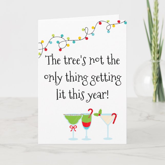 Funny Cocktail Drinking Party Christmas Holiday Card (Front)