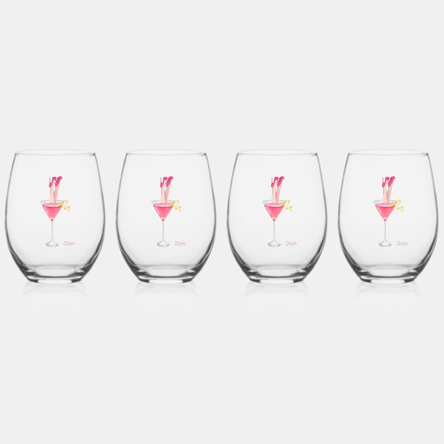 Funny Cocktail Drinkware, Girl's Night Bar Cart Stemless Wine Glass (Front)