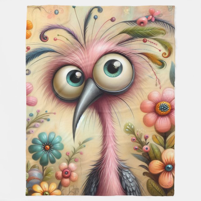 Funny Coco Bird Fleece Blanket (Front)