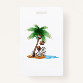 Funny Coconut Chaos – Humourous Palm Tree  ID Badge