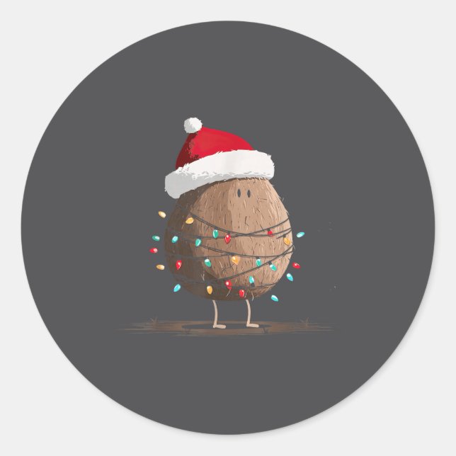Funny Coconut Christmas Graphics Lights Lover  Classic Round Sticker (Front)