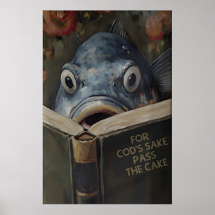 Funny Cod Reading Book Titled For Cod's Sake Pass Poster