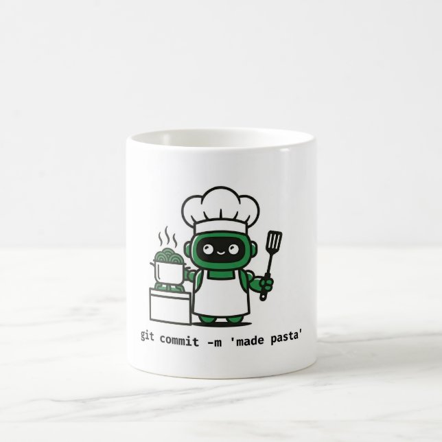 Funny Coder Mug — git commit made pasta (Center)