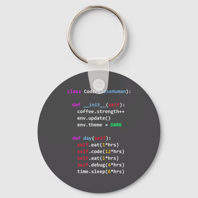 Funny Coding Python Cl Eat Code Sleep  Key Ring (Front)