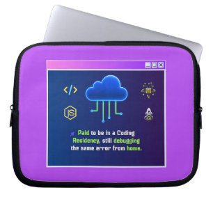 Funny Coding Residency,Retro Synthwave Neon Hacker Laptop Sleeve