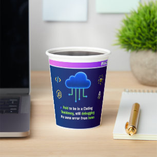 Funny Coding Residency,Retro Synthwave Neon Hacker Paper Cups