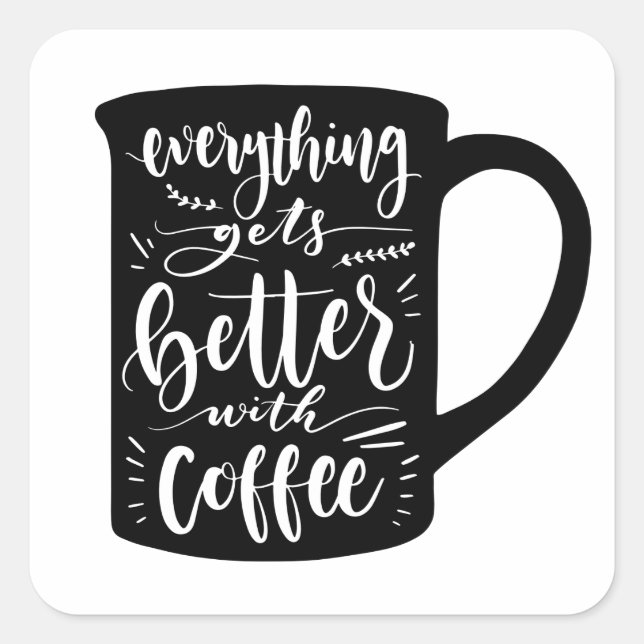 Funny Coffee Addict Java, Latte Caffeine Quote Square Sticker (Front)