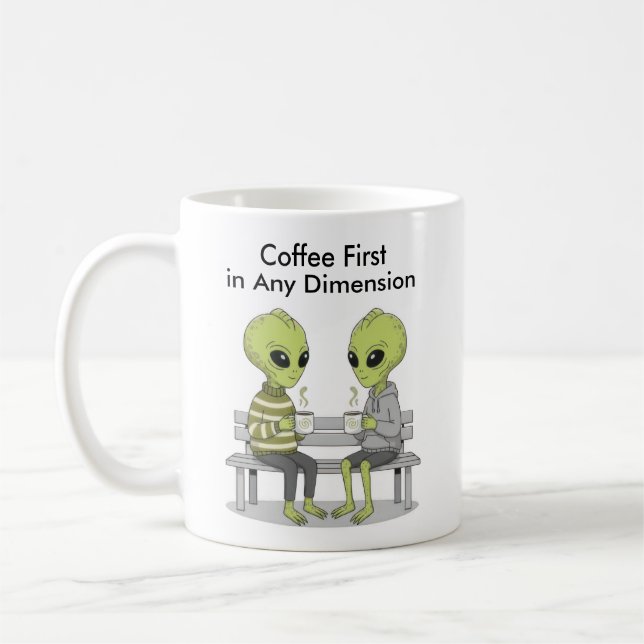 Funny Coffee and Aliens Mug (Left)