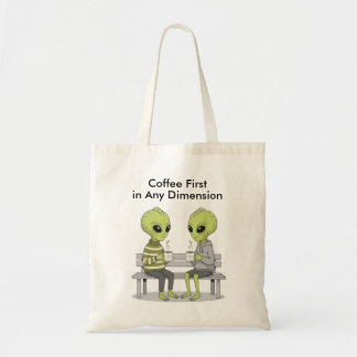 Funny Coffee and Aliens Tote Bag