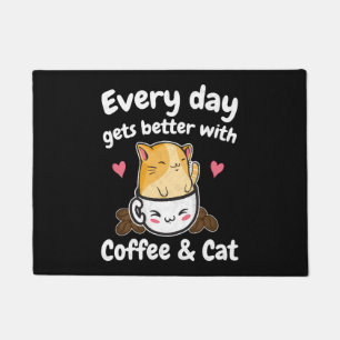 Funny Coffee And Cat Saying Caffeine Lover Barista Doormat