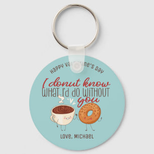 Funny Coffee and Donut Pun Cute Valentine's Day Key Ring
