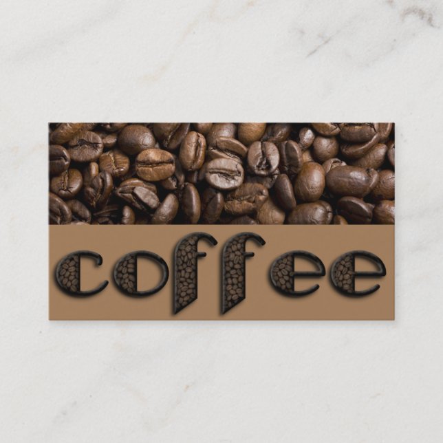 Funny Coffee Beans Typography Business Cards (Front)