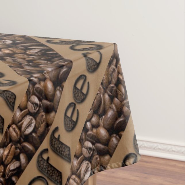 Funny Coffee Beans Typography Tablecloth (In Situ)