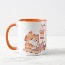 Funny Coffee Cat Mug, Cute Overworked Programmer G