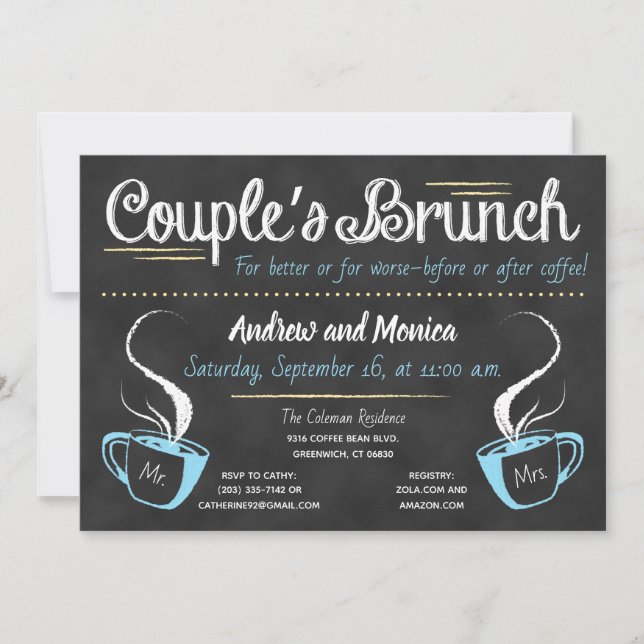 Funny Coffee Chalkboard Couple's Shower Invitation (Front)