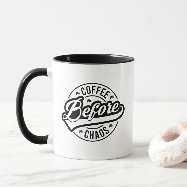 Funny coffee chaos word art  mug (With Donut)