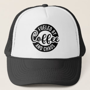 Funny coffee chaos word art trucker hat