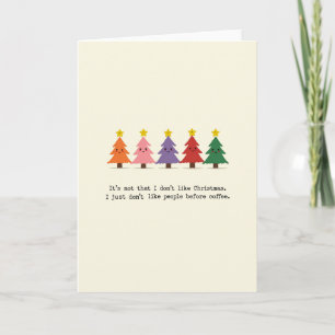 Funny Coffee Christmas Card Colorful Trees People