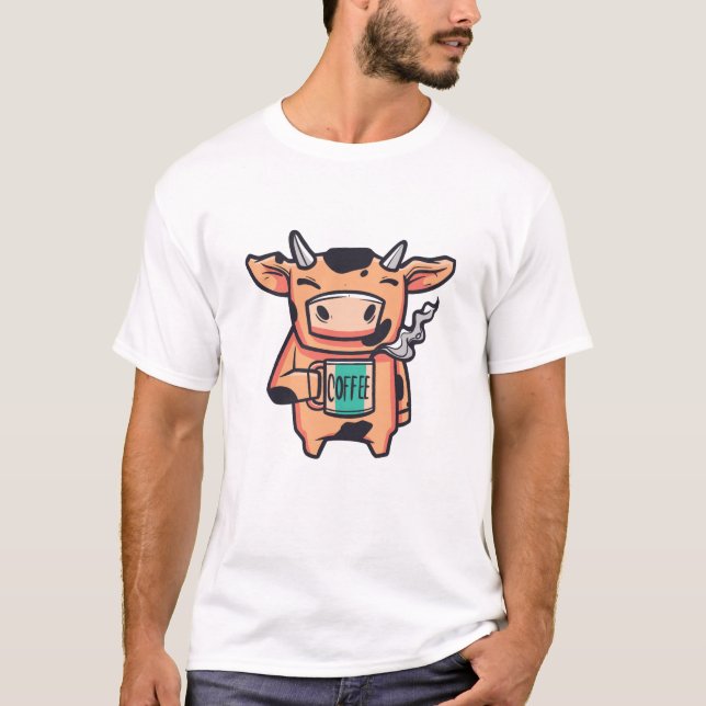 Funny Coffee cow T-Shirt (Front)