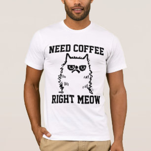 Funny Coffee Cranky Cat T-shirts