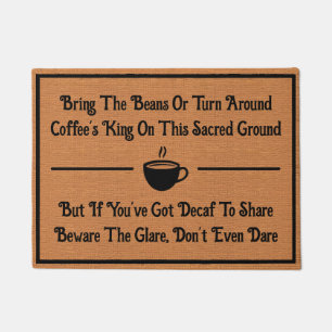 Funny Coffee Decaf Humour Minimalist Rustic Doormat