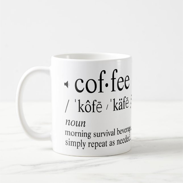 Funny Coffee Definition Morning Survival Beverage Mug (Left)