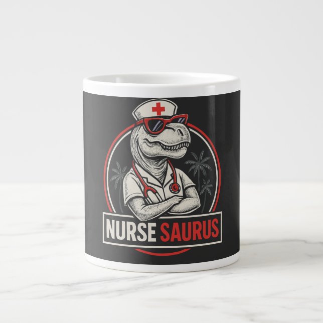 Funny Coffee Dino Mug – Cute Cartoon Dinosaur  (Front)
