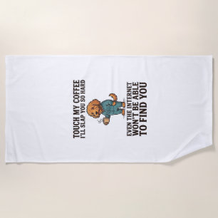 Funny Coffee Dog Vintage Engraving Shirt Design_1 Beach Towel