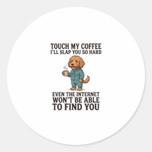 Funny Coffee Dog Vintage Engraving Shirt Design_1 Classic Round Sticker