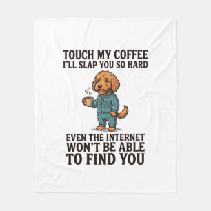 Funny Coffee Dog Vintage Engraving Shirt Design_1 Fleece Blanket