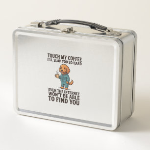 Funny Coffee Dog Vintage Engraving Shirt Design_1 Metal Lunch Box