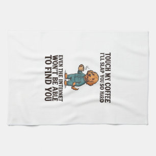 Funny Coffee Dog Vintage Engraving Shirt Design_1 Tea Towel