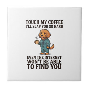 Funny Coffee Dog Vintage Engraving Shirt Design_1 Tile