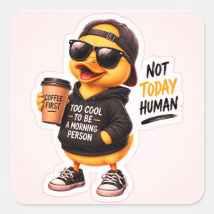 Funny Coffee Duck Sticker Cute Cartoon Duck with