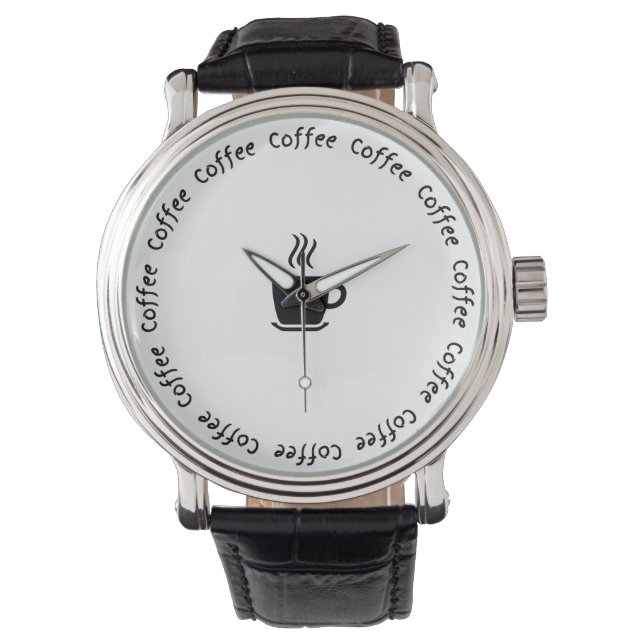 Funny Coffee eWatch Watch – “Coffee O’Clock” (Front)