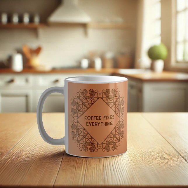 Funny Coffee Fixes Everything Celtic Tribal Scroll Coffee Mug (Creator Uploaded)